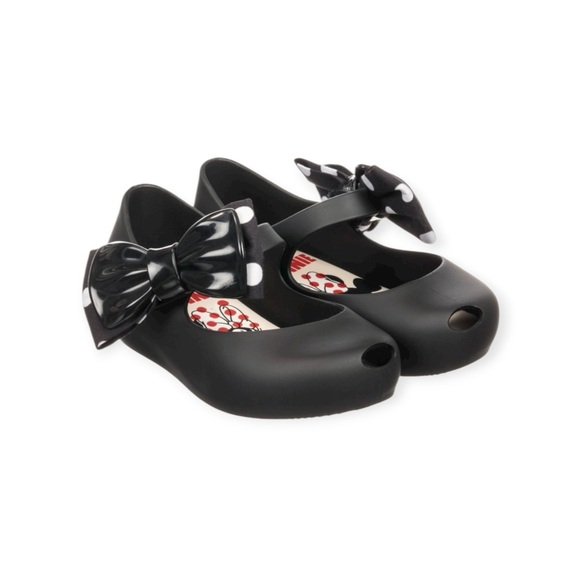 Mini Melissa 𖠌 Minnie Mouse Disney Ultra Bow Jelly Flat Shoes 𖠌 Black 𖠌 Girls 10 - Picture 2 of 16